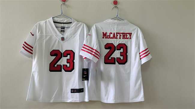 Womens San Francisco 49ers #23 Christian McCaffrey White 2nd Alternate Stitched Jersey->women nfl jersey->Women Jersey